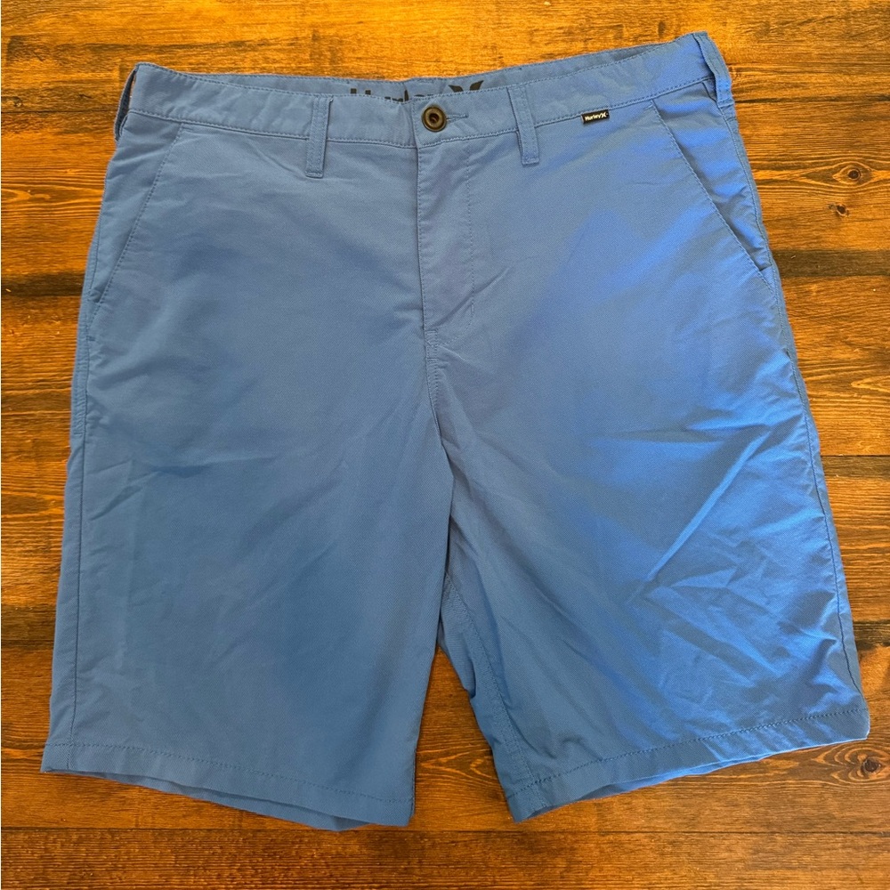 Hurley shorts, 34” waist, blue, 9” inseam, Nike Dri-Fit
